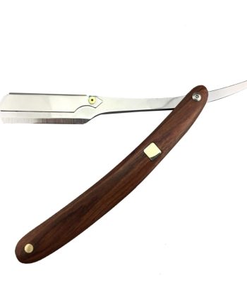 Vintage Wooden Handle Metal Shaving Razor for Men Portable Manual Razor for Barber Shops Home Use for Beards Sideburns Hair Shaping