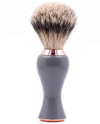 Silvertip Badger Shaving Brush with Stand - Extra Dense and Extra Soft Bristles - Deluxe Gray and Rose Gold Handle - Shaving Brush for Men & Women