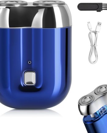 Mini Electric Shaver for Men Women, Pocket Dual Head Shaver, Rechargeable Waterproof Compact Travel Electric Razor, USB Close Battery Portable Razor for car, Travel, Office, Home use (Blue)
