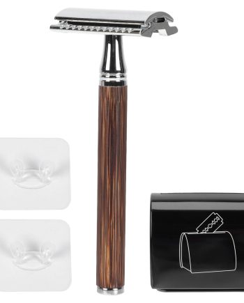 Vintage Manual Shaver Set Double-sided Safety Razor with Silver Handle and Blade Recycling Tin Stand Portable Beard Shaving Tool for Men Grooming