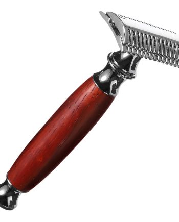 Vintage Men Safety Razor with Rosewood Handle, Manual Beard Shaver Tool for Facial Hair Grooming, Retro Single Blade Shaving Razor for Travel and Daily Use