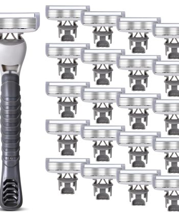 22 Pcs Disposable Men's Razors Bulk 6-blade Disposable Razors for Men Sensitive Skin Razor Individually Packaged Disposable Head Razor for Hotel Travel Spa Daily 2 Handles and 20 Cartridges
