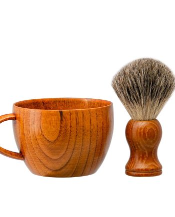 Shaving Brush Set Pure Badger Hair Shaving Brush with Solid Wood Handle and Wooden Shaving Soap Bowl for Men Easy to Lather Fits Wet Shaving…