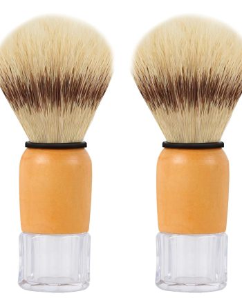 Nature Bristle Shaving Brush with Varnished Wooden Handle Plus Transparent Base, Perfect for Mens Wet Shave (2pcs Gift Pack)