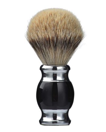 100% Silvertip Badger Hair Shaving Brush, Handmade Shaving Brush with Fine Resin Handle and Stainless Steel Base (Black)