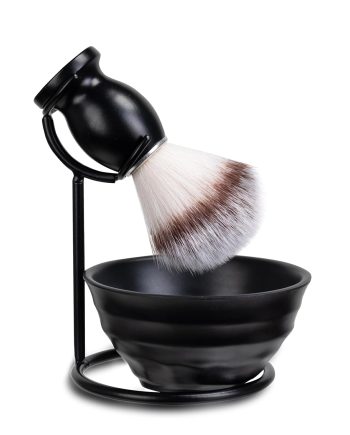 Shaving Brush Set for Men, 3in1 Shaving Set includes Synthetic Shaving Brush with Steel Stand and Resin Bowl (3pcs)