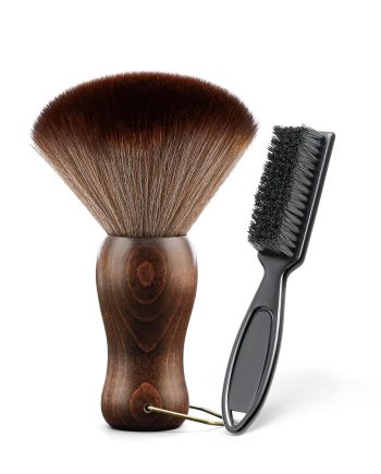 Barber Neck Duster Brush Wood Handle with Hook for Hair Cutting… (Neck brush+Black brush)For All Hair Type.