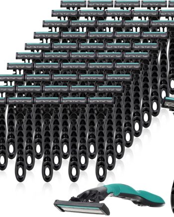 50 Pcs Men's Disposable Razors Bulk 3 Blade Men Razors for Head Sensitive Skin Comfortable Shave
