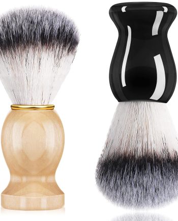 2 Pack Men Shaving Brush, Soap Synthetic Hair Tool & wet Shave Using Cream with Hard Wood Handle Synthetic Travel Paint Brush for Men Valentine Gifts Hair Salon Tool Home(Brown, Black,stylish)