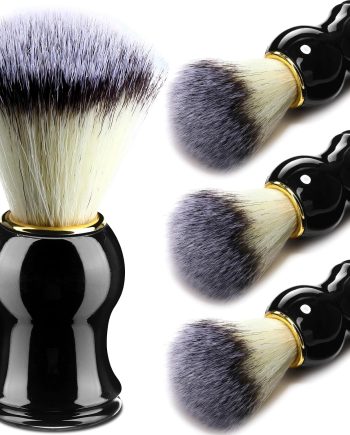 4pcs Shaving Brush for Men Hand Crafted Shaving Brush for Wet Shave Using Shaving Cream Premium Quality Hair Bristle Bamboo Black Handle Shave Brush for Bearded Man Father Boyfriend Gifts